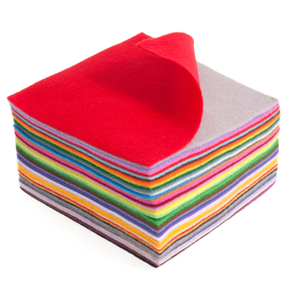 42 Piece Assorted Felt Pack | 15 x 15cm | Sewing & Craft Felt