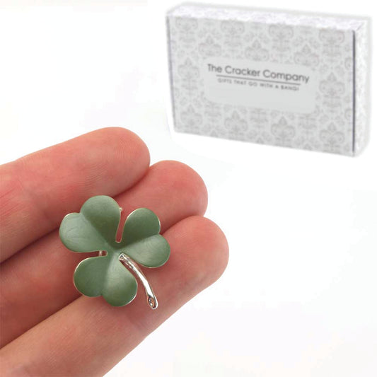Irish Shamrock Silver Plated Brooch | Matt Green | Little Gift | Cracker Filler