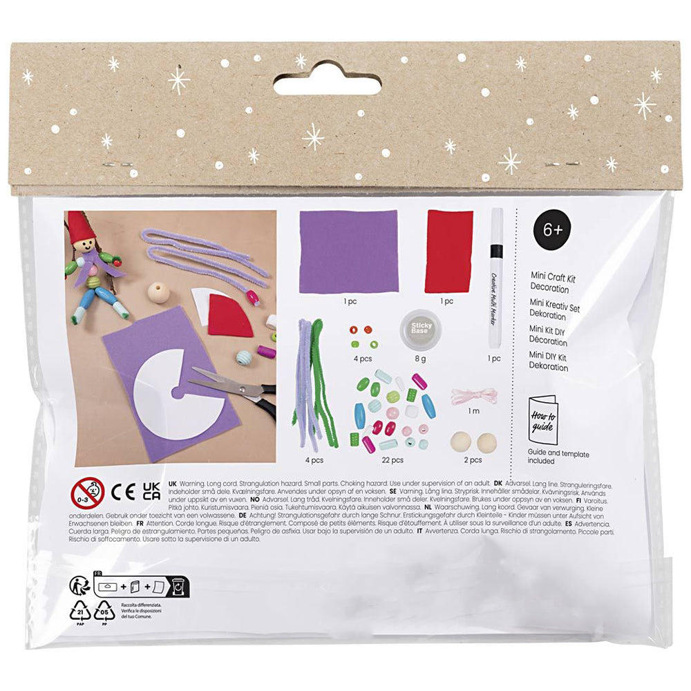 Christmas Elves | Makes 2 Tree Ornaments | Bead & Felt Craft Kit for Kids