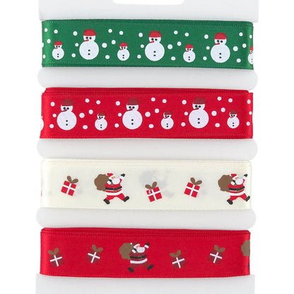 Christmas Ribbon Set | 15mm Wide | 4 Designs, Each 2m Long