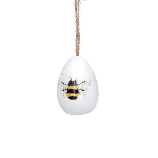 5cm Bumble Bee Hanging Ceramic Egg Bauble Easter Ornament | Gisela Graham