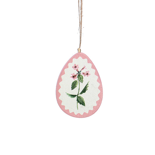 Pink Flowers Easter Tree Decoration | Hanging Wooden Ornament | Gisela Graham