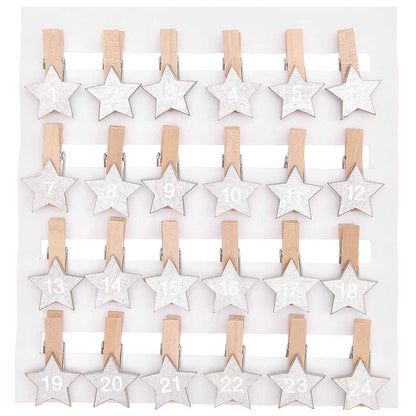 24 Numbered Advent Calendar Pegs with Stars | Make Your Own Calendar