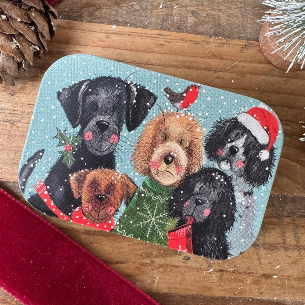 Christmas Dogs | Little Slide Shut Tin to Fill | Cracker Filler Gift