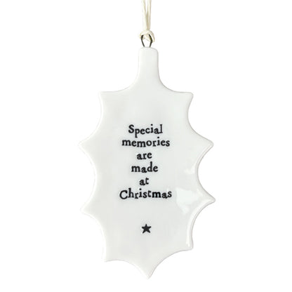 Christmas Special Memories | Flat Porcelain Holly Ornament | Cracker Filler Gift