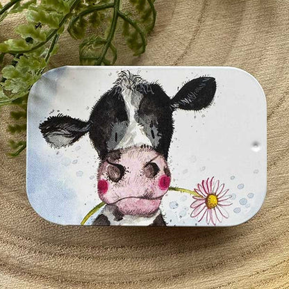 Daisy Sunshine Cow | Little Slide Shut Tin to Fill | Mini Gift | Cracker Filler