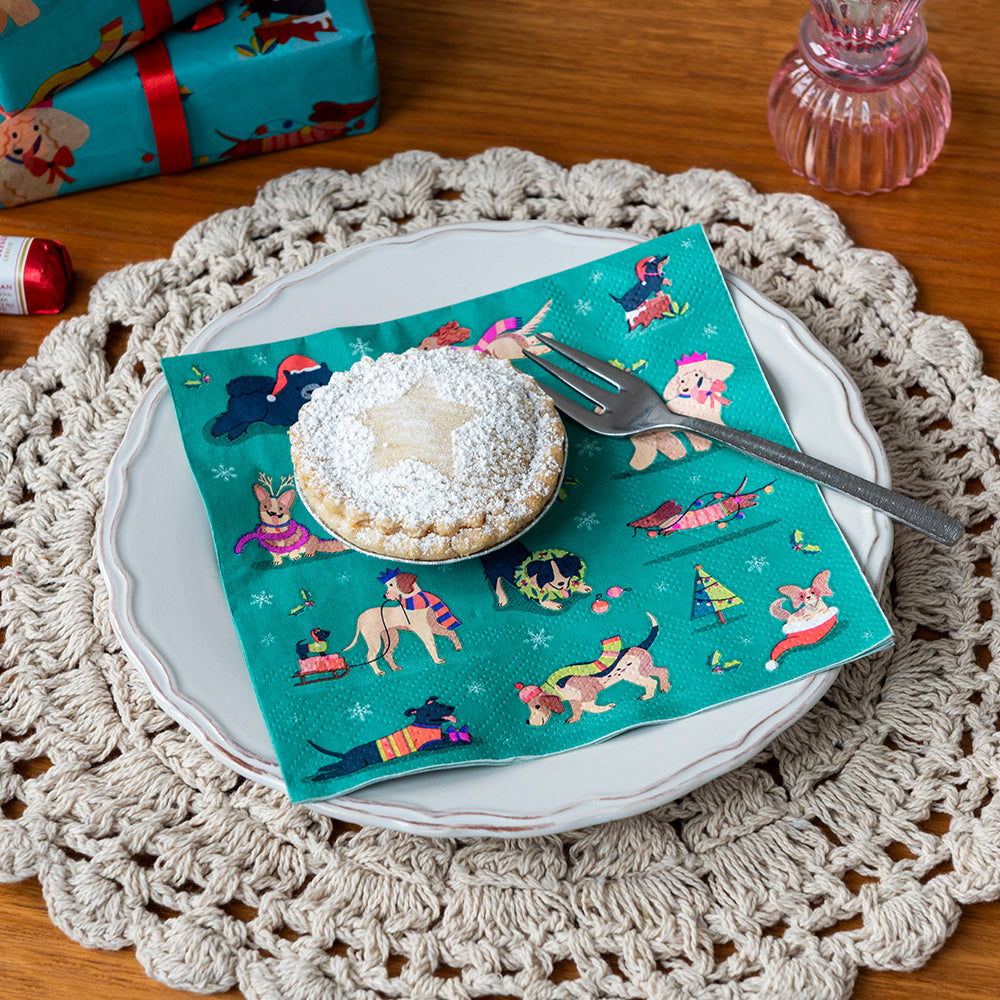 Festive Christmas Dogs Paper Napkins | Pack of 20 | 2 Ply