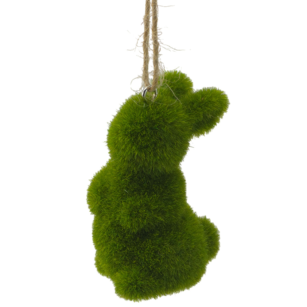 Green Flocked Easter Bunny | Single | Hanging Easter Tree Decoration
