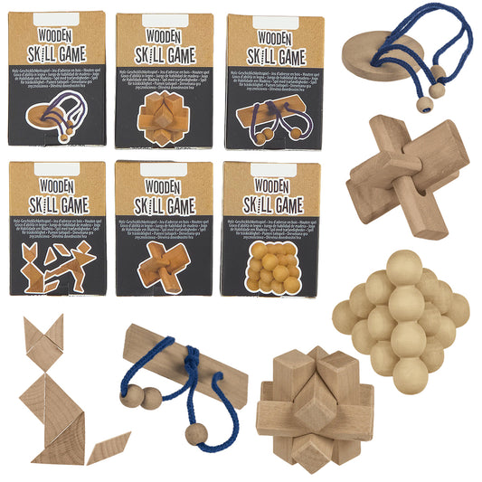 Mini 3D Wooden Skill Game | Single or Set of 6 | Little Gift | Cracker Filler