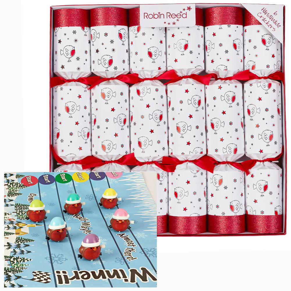 Racing Robins | 6 Handmade Crackers | Christmas Fun | Ready Made