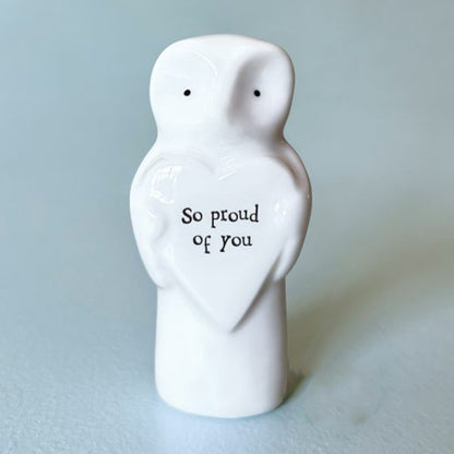 So Proud of You | Porcelain Owl & Heart | Little Gift | Cracker Filler