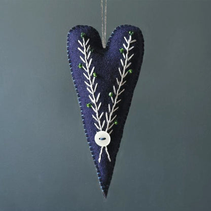 Embroidered Scandi Folk Art Heart | Felt Decoration | Cracker Filler