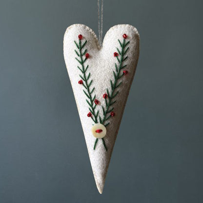 Embroidered Scandi Folk Art Heart | Felt Decoration | Cracker Filler