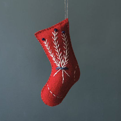 Embroidered Scandi Folk Art Stocking | Felt Decoration | Cracker Filler
