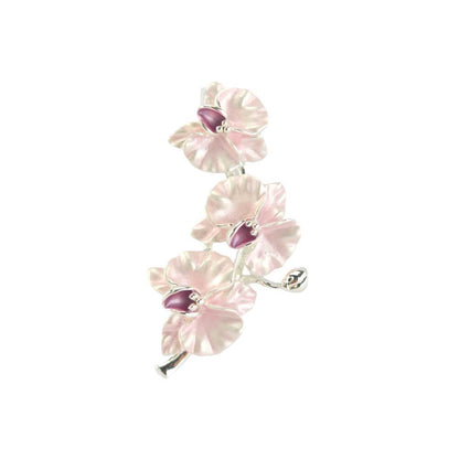 Pink Orchid Silver Plated Brooch | 4.5cm Long | Little Gift | Cracker Filler