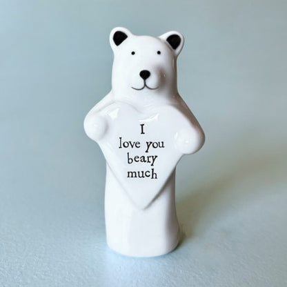 I Love You Beary Much | Porcelain Bear & Heart | Little Gift | Cracker Filler