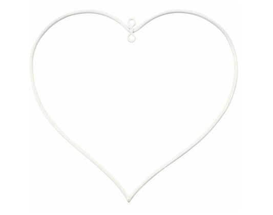 10pk 13cm White Heart Metal Wire Rings with Integral Hanging Hooks