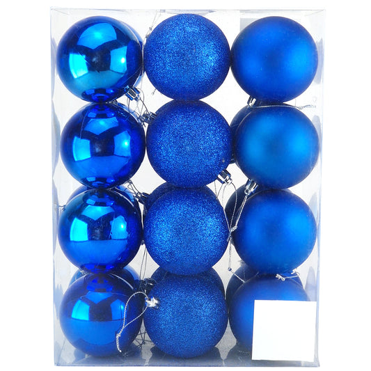 6cm Royal Blue Shatterproof Christmas Baubles | 24 Assorted