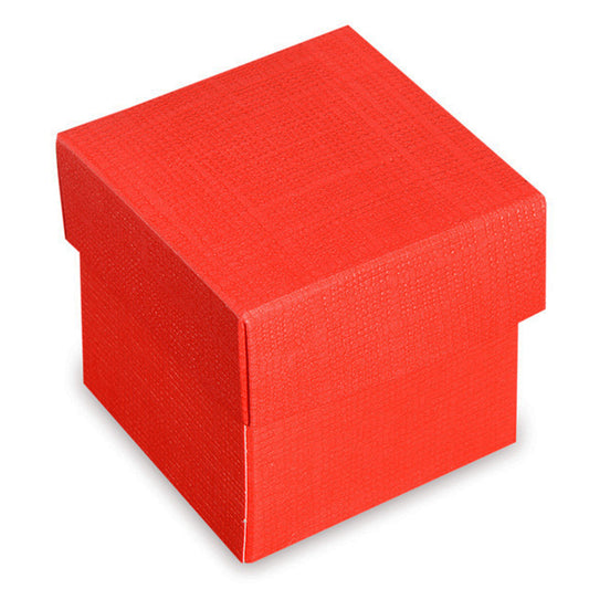 Textured Red | Mini 5cm Cube Gift Box with Lid | Pack of 10