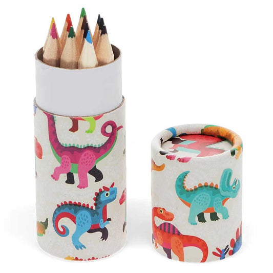 Dinosaur Fun | 12 Short Coloured Pencil Crayons  | Little Gift | Cracker Filler
