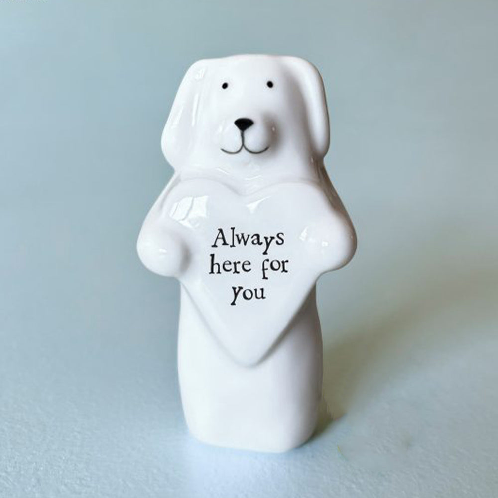 Always Here For You | Porcelain Dog & Heart | Little Gift | Cracker Filler
