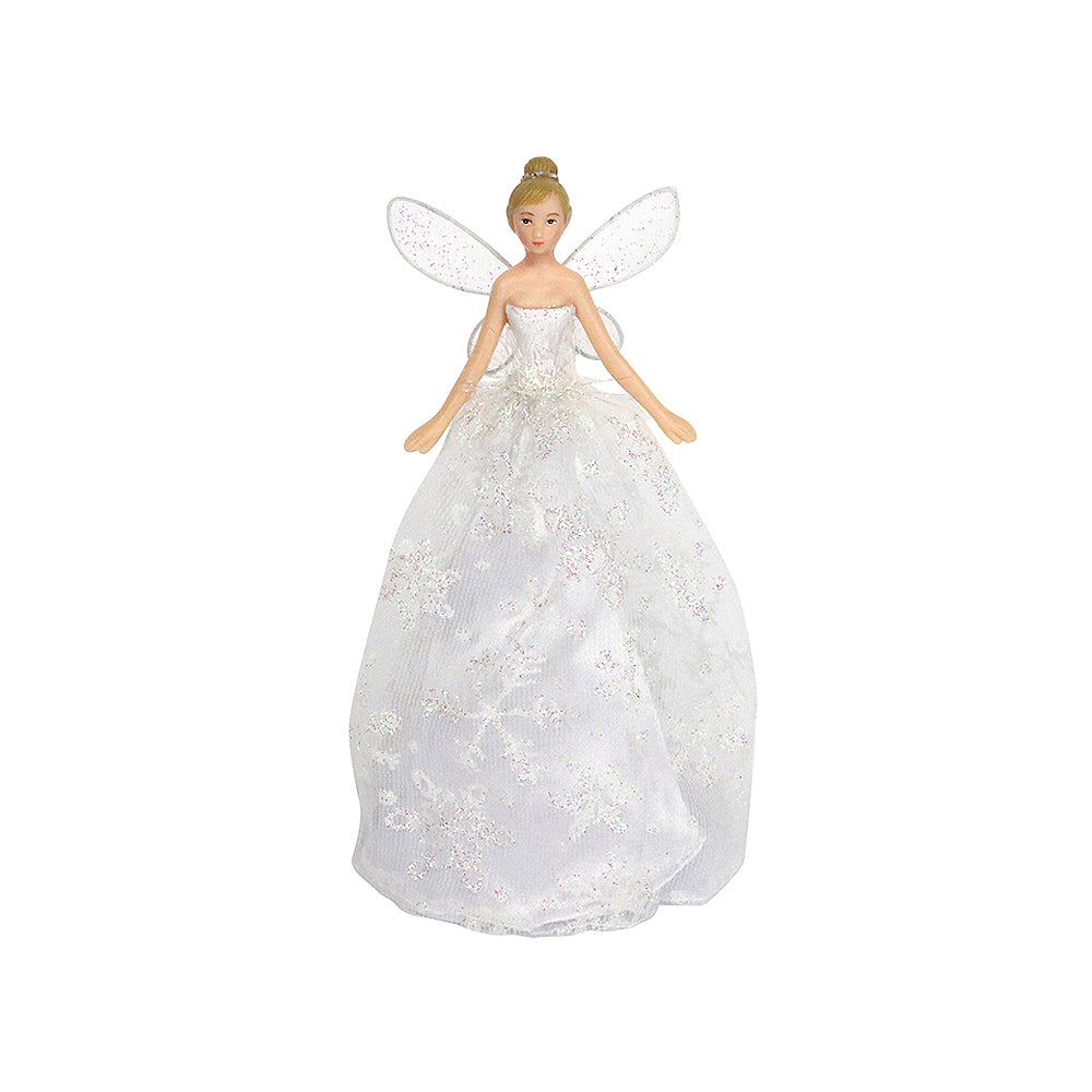 Irridescent White Fairy | Gisela Graham Christmas Tree Topper | 20cm Tall