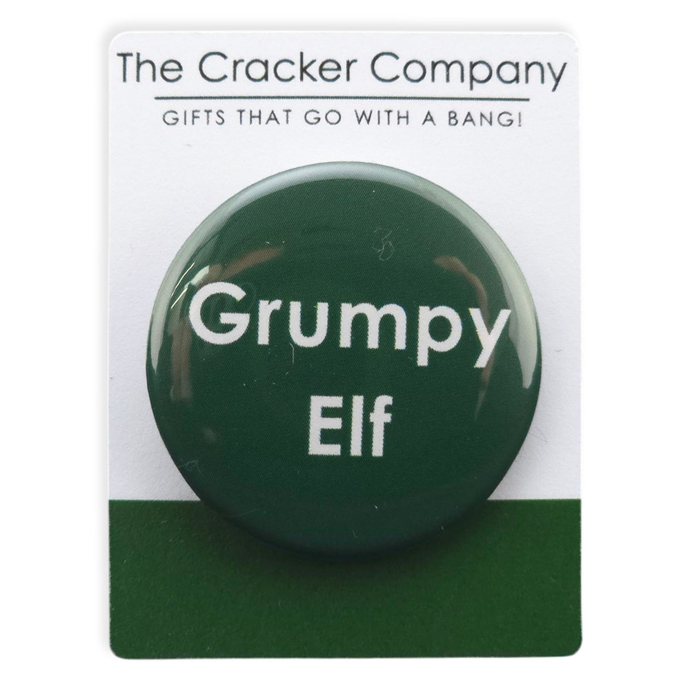 Grumpy Elf | 38mm Button Pin Badge | Mini Gift | Cracker Filler