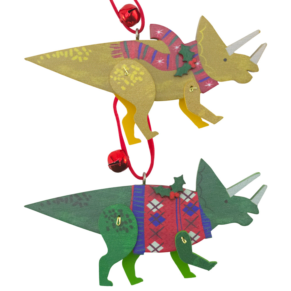 Anchiceratops | Jointed Wood Dinosaur | Christmas Tree Decoration | Single