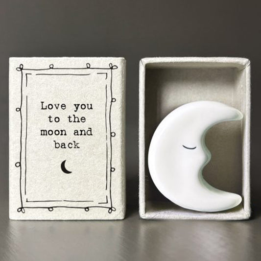 Love You To The Moon & Back Matchbox | Porcelain Moon | Cracker Filler Gift