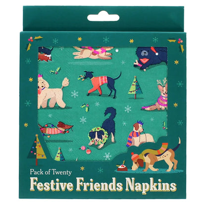 Festive Christmas Dogs Paper Napkins | Pack of 20 | 2 Ply