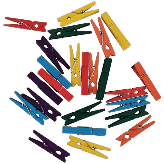 24 Midi Coloured 4.5cm Wooden Pegs | Wooden Shapes for Crafts