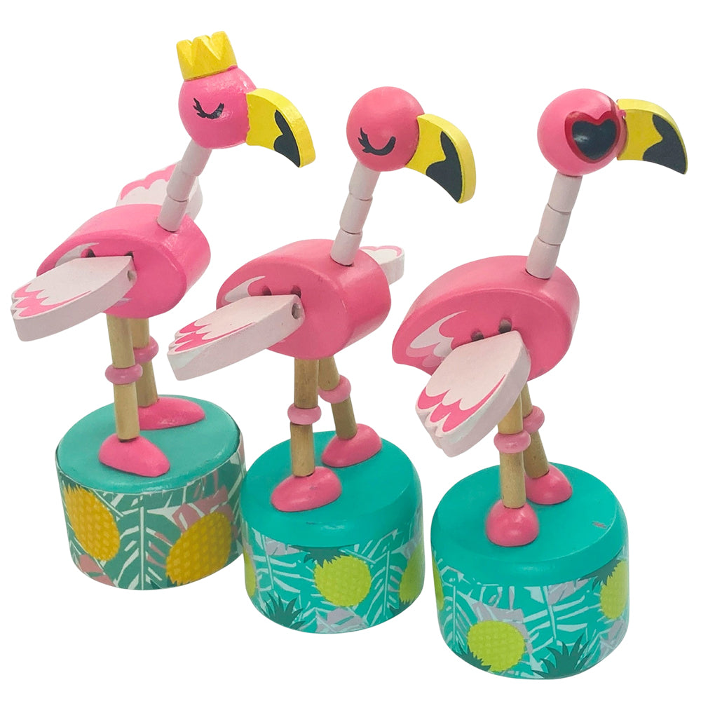 Wooden Push Up Flapping Flamingo | Single | Little Gift | Cracker Filler
