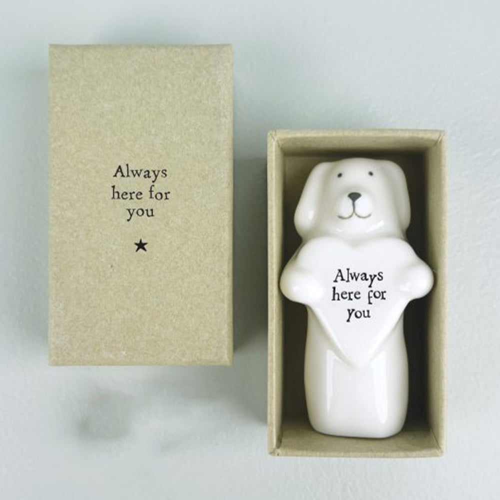 Always Here For You | Porcelain Dog & Heart | Little Gift | Cracker Filler