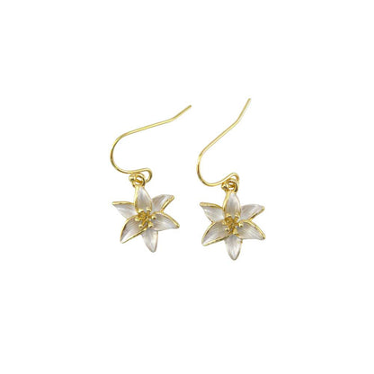 White Lily | Gold Plated Drop Earrings | Little Gift | Cracker Filler