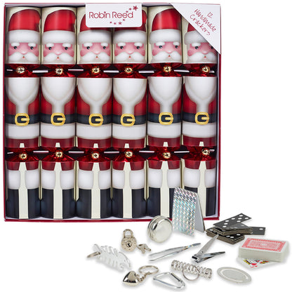 12 Classic Father Christmas Crackers | 30cm | Filled with Non-Plastic Gifts