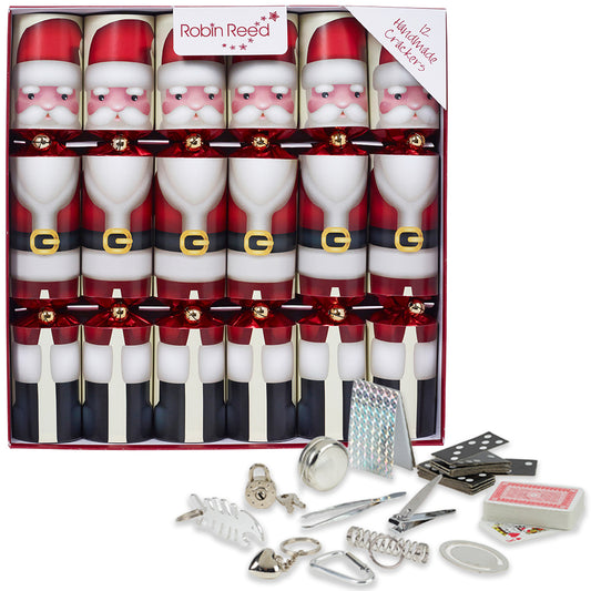 12 Classic Father Christmas Crackers | 30cm | Filled with Non-Plastic Gifts
