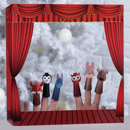Kids Christmas Crackers with Finger Puppets & Puppet Theatre – Pack of 6