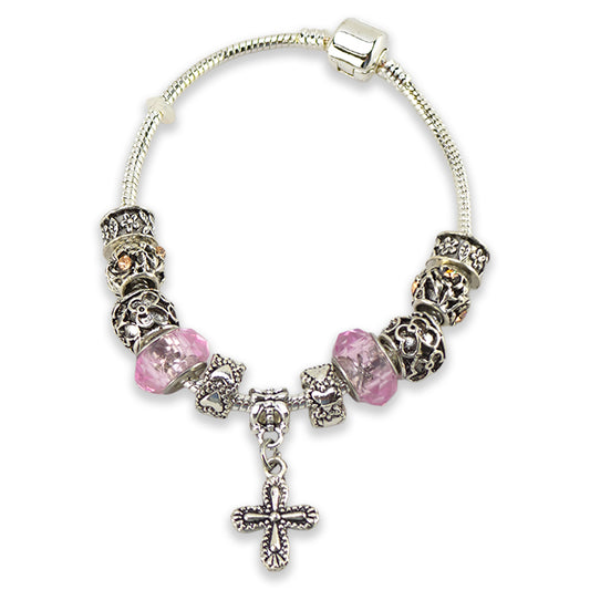 Metal & Glass Rosary Bracelet | Christian Faith | Cracker Filler Gift