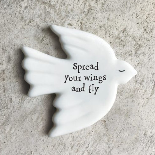Spread Your Wings & Fly | Little Porcelain Dove Token | Cracker Filler Gift