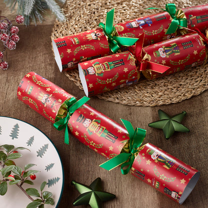 6 Festive Nutcracker Luxury Christmas Crackers | 34cm | Non-Plastic Gifts