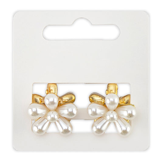 Pearl Bead Daisy Hair Clamps | Pair | Little Gift | Cracker Filler