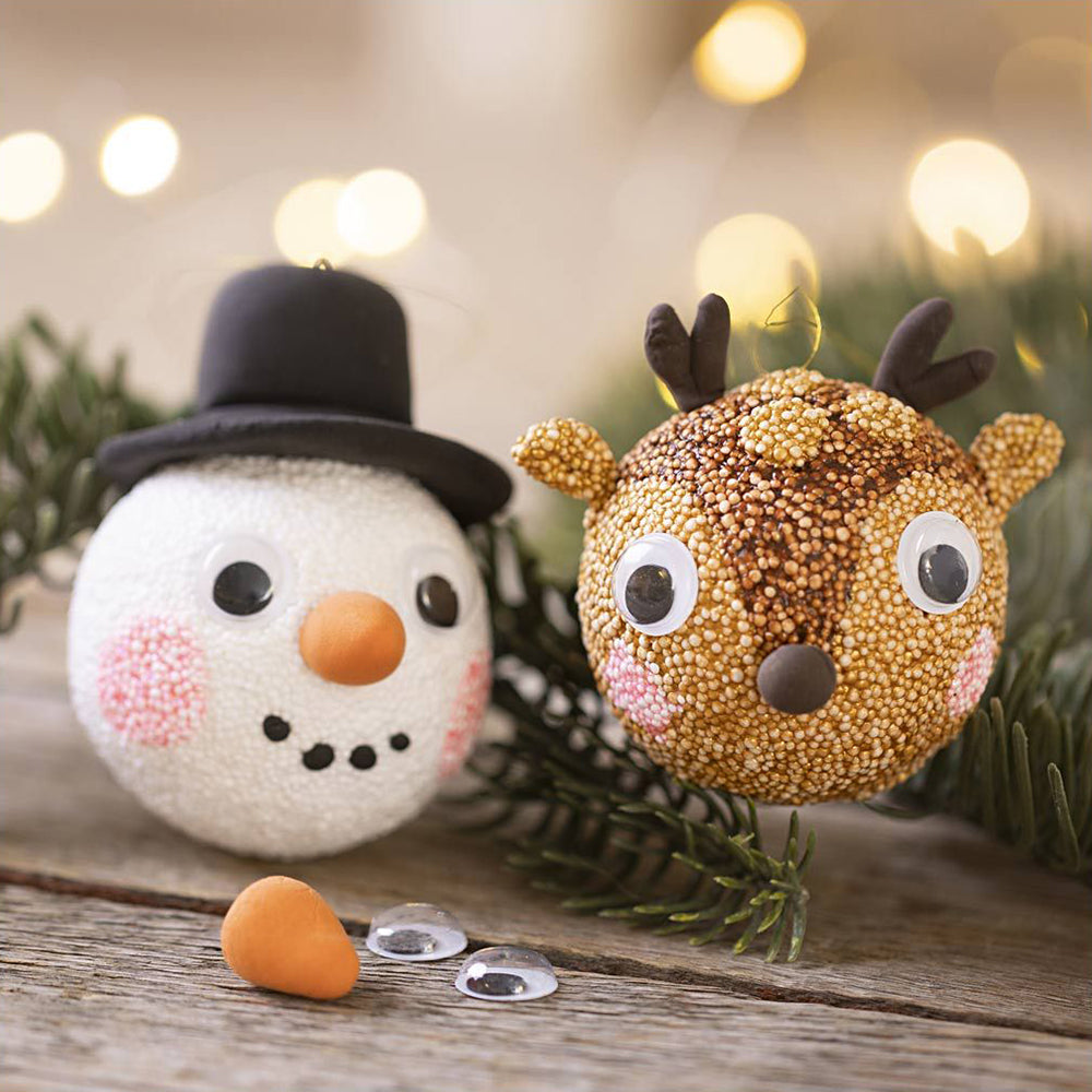 Rudolph & Snowman | Kids Christmas Bauble Making Craft Kit | Makes 2