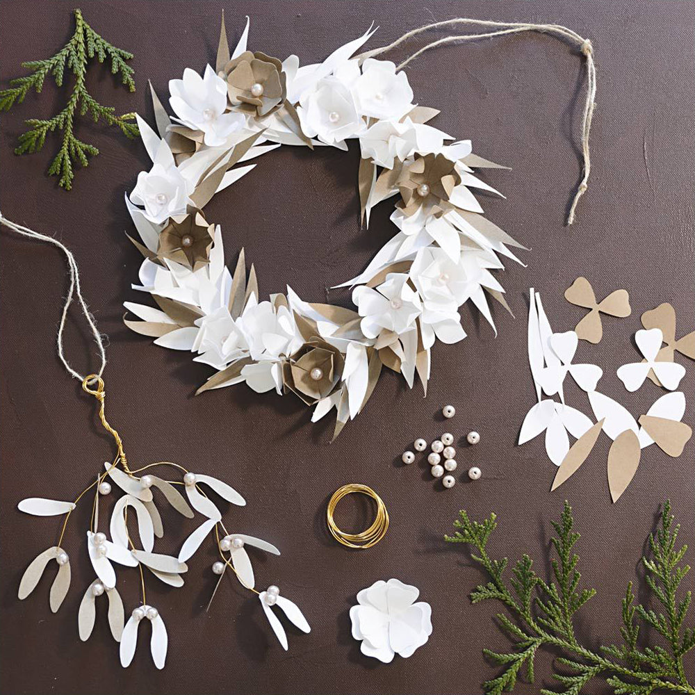 Botanical Christmas | Paper Craft Kit for Adults | Door Wreath & Hanger