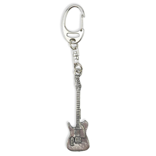 Electric Guitar | Chunky English Pewter 3D Keyring | Little Gift | Cracker Filler