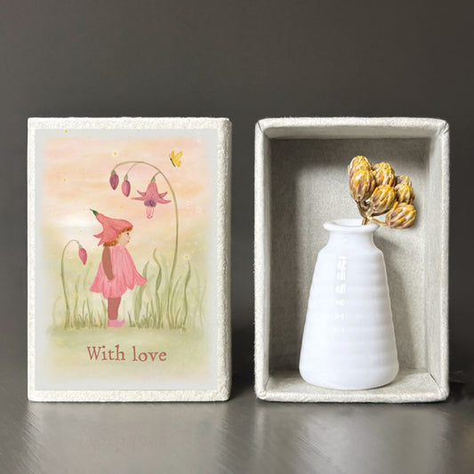 With Love | Matchbox Vase & Dried Flowers | Little Gift | Cracker Filler
