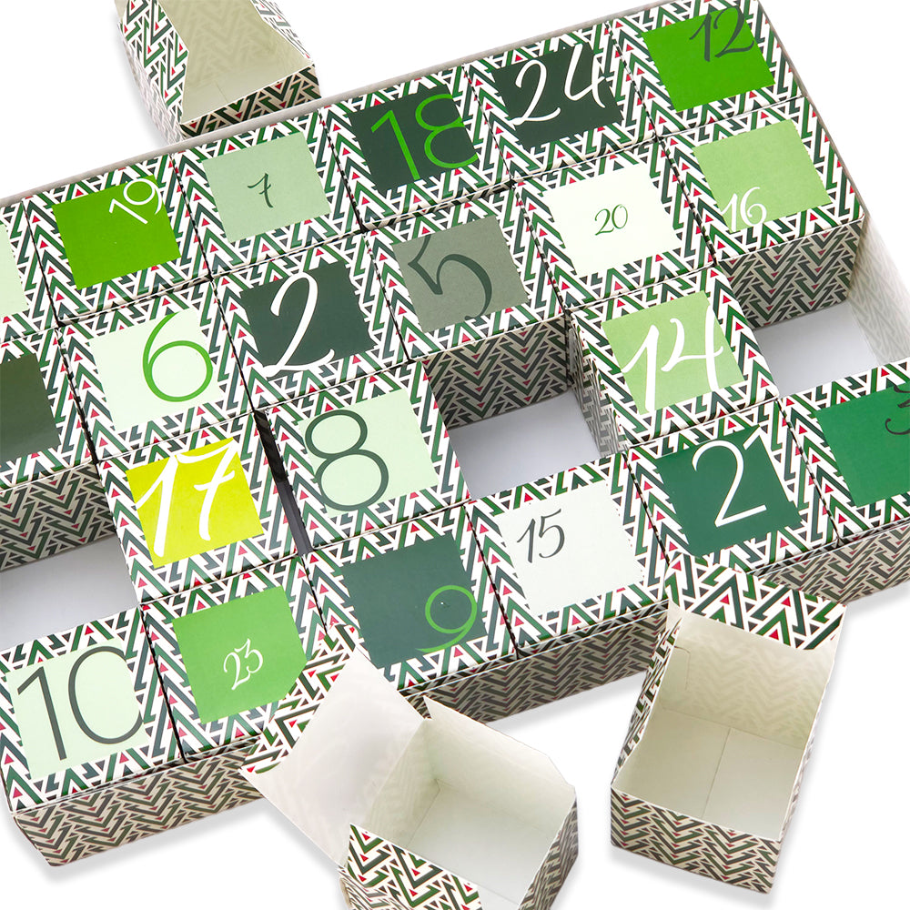 Advent Calendar Making Kit | 24 Cube Boxes & Outer Box | Geometric Christmas