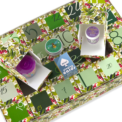 Advent Calendar Making Kit | 24 Cube Boxes & Outer Box | Watercolour Berries