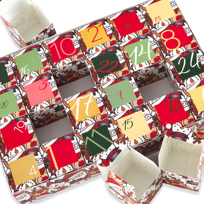 Advent Calendar Making Kit | 24 Cube Boxes & Outer Box | Christmas Character