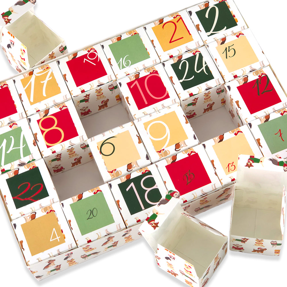 Advent Calendar Making Kit | 24 Cube Boxes & Outer Box | Christmas Dogs