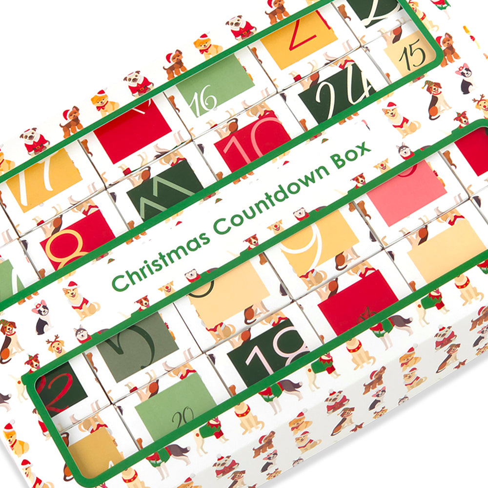 Advent Calendar Making Kit | 24 Cube Boxes & Outer Box | Christmas Dogs